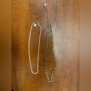 NWOT Two gold tone with looks like diamonds Necklace